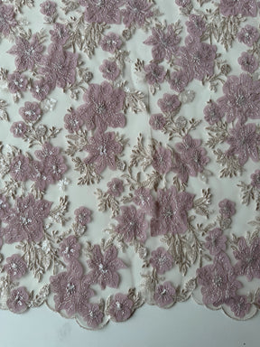 Dusky Rose Embroidered Lace - EB3053