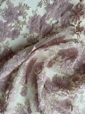Dusky Rose Embroidered Lace - EB3053