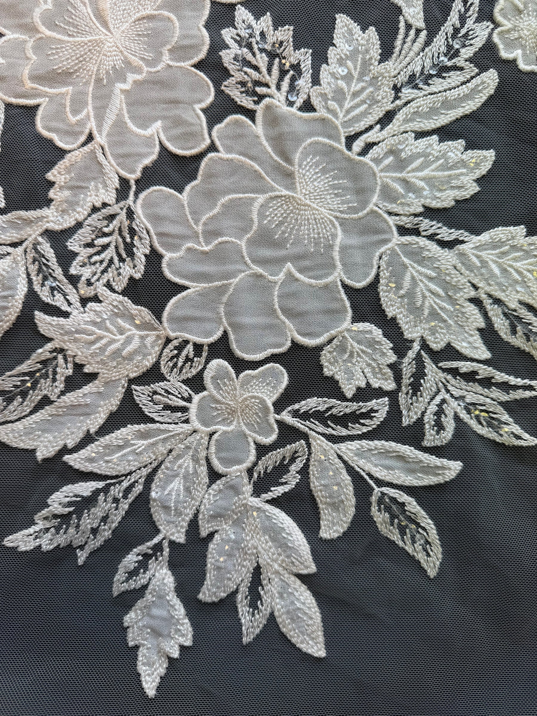 Ivory Sequin Embroidery Lace - EB3055