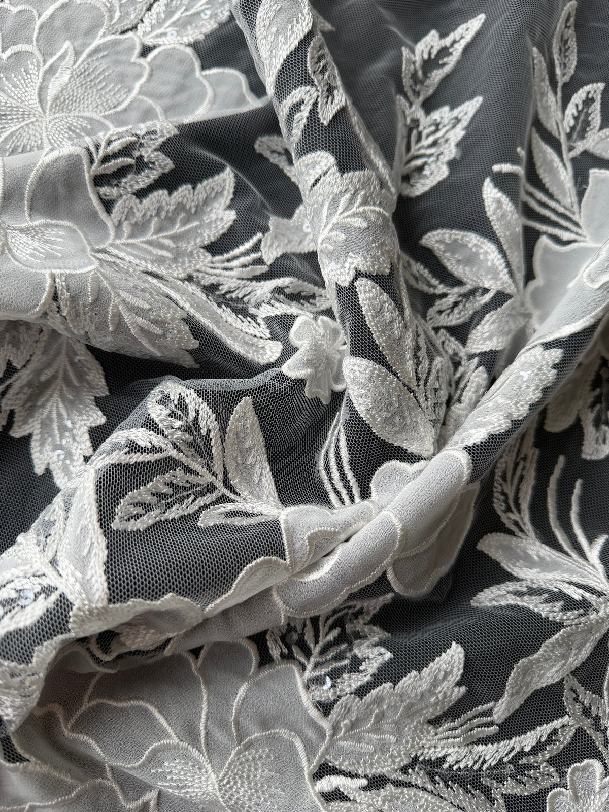 Ivory Sequin Embroidery Lace - EB3055