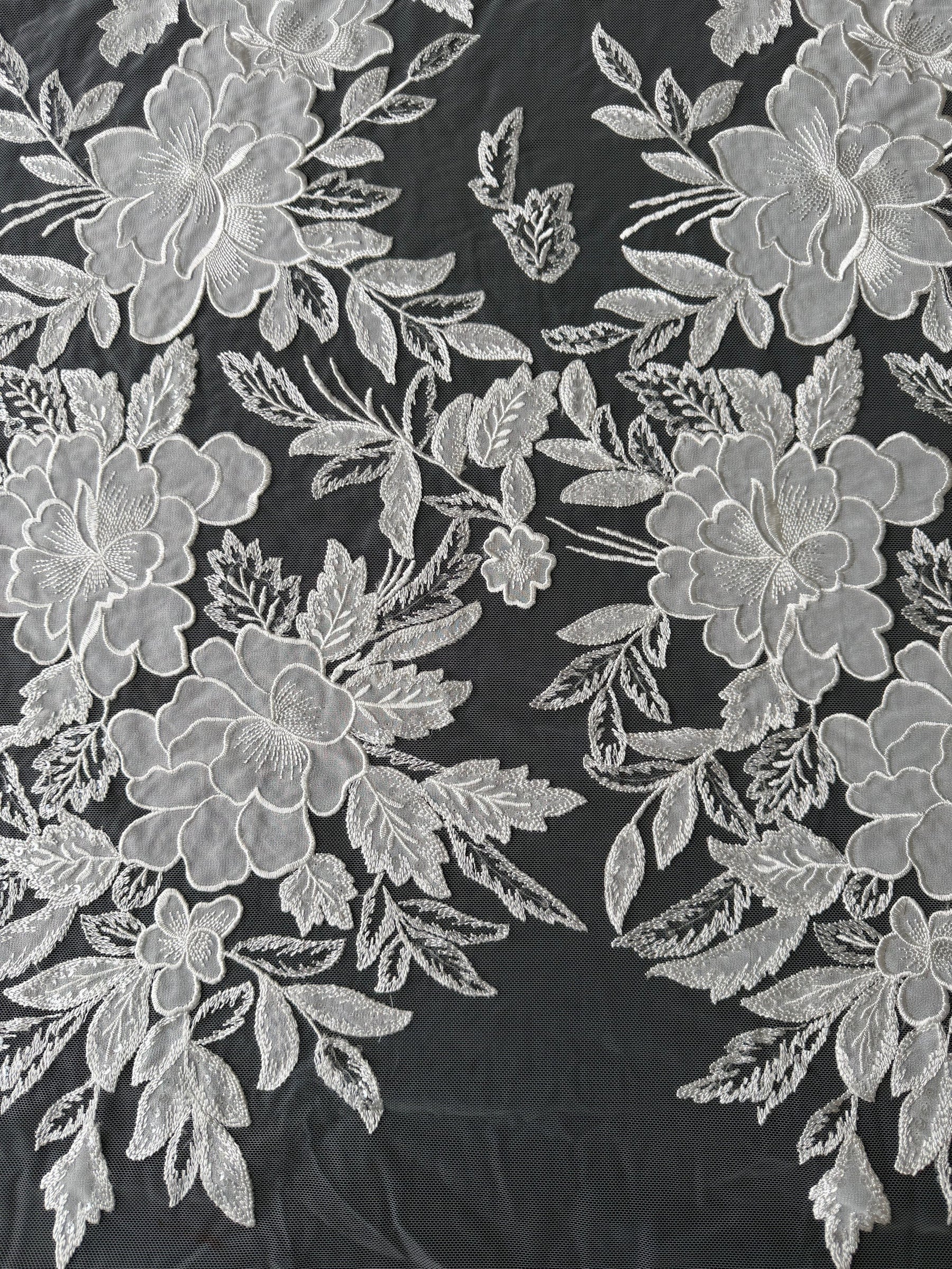 Ivory Sequin Embroidery Lace - EB3055