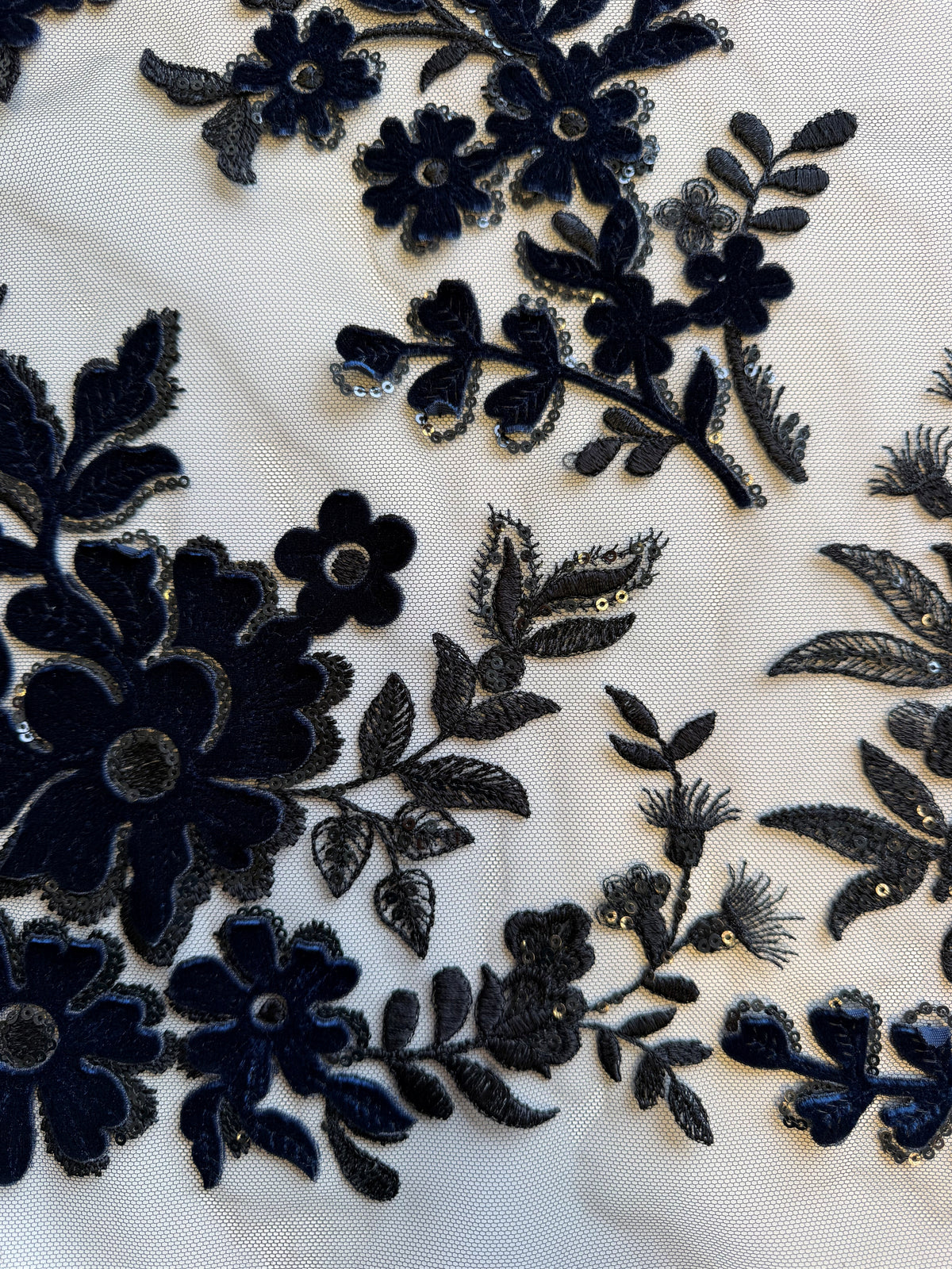 Black 3D Velvet Lace - EB3056