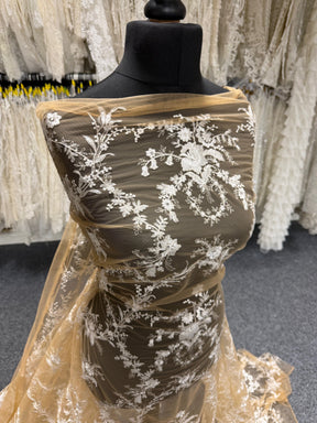 Ivory on Nude Embroidery Lace - EB3027