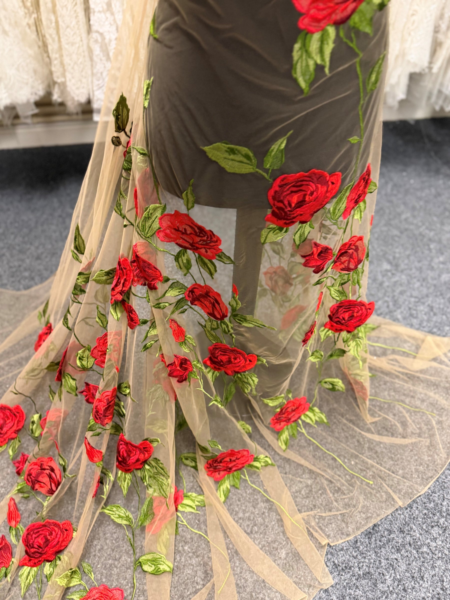 Nude Embroidered Rose Lace - EB5004