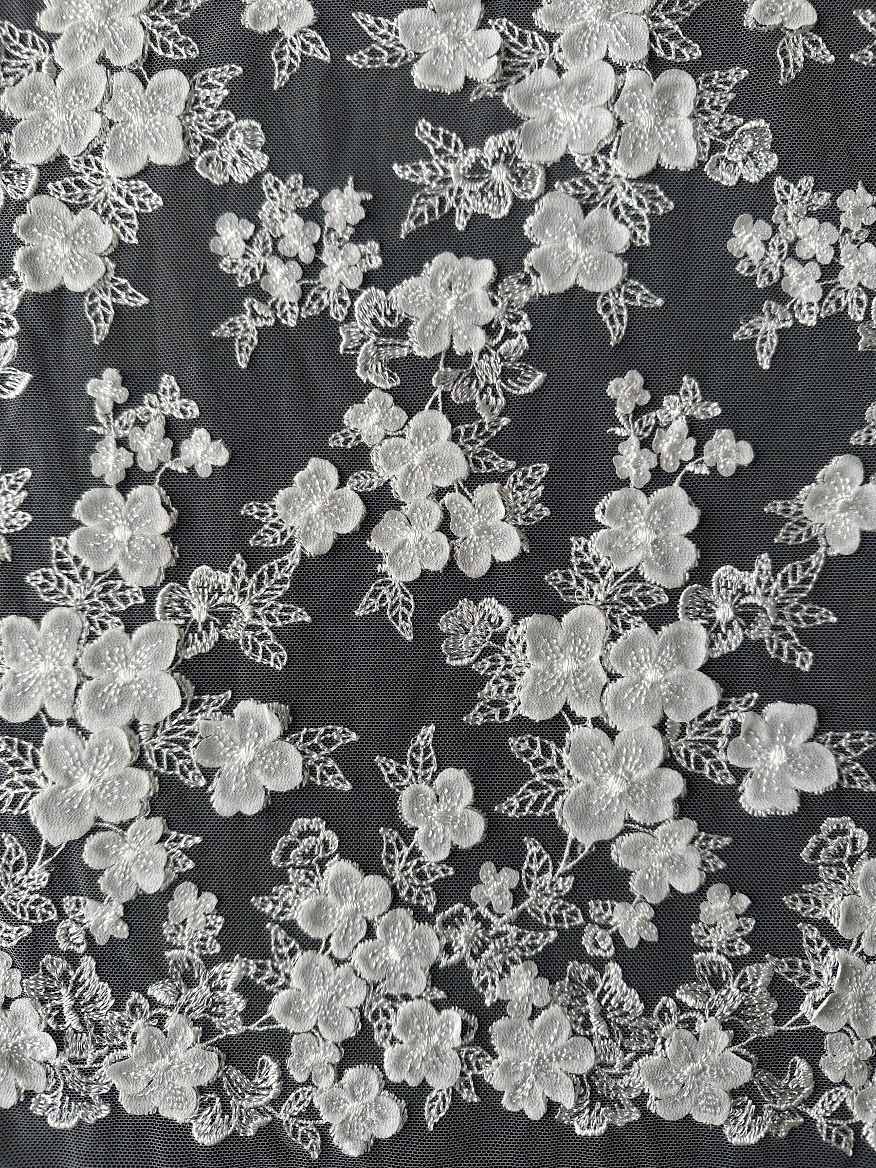 Ivory Embroidered 3D Lace - EB5033