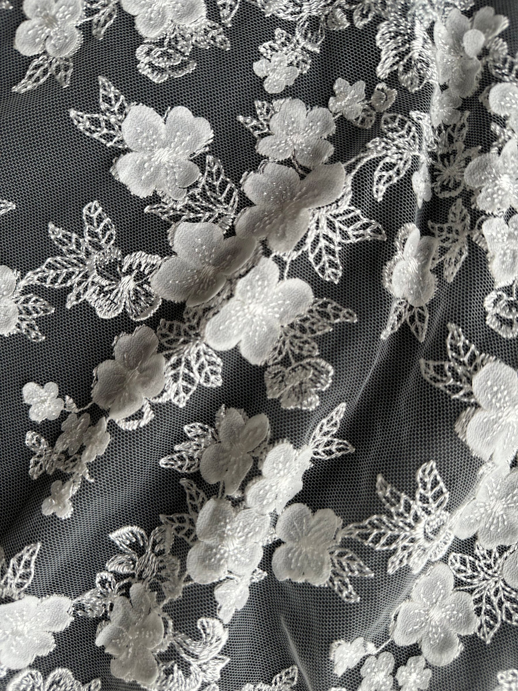 Ivory Embroidered 3D Lace - EB5033