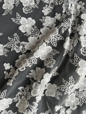Ivory Embroidered 3D Lace - EB5033