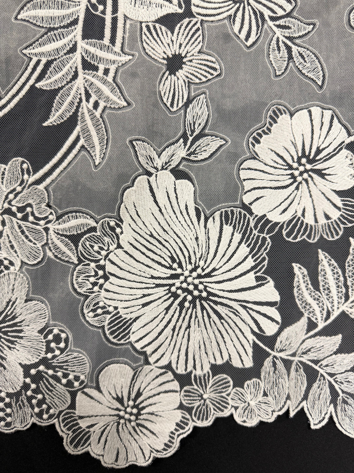 Ivory Embroidery Floral Lace - EB5057