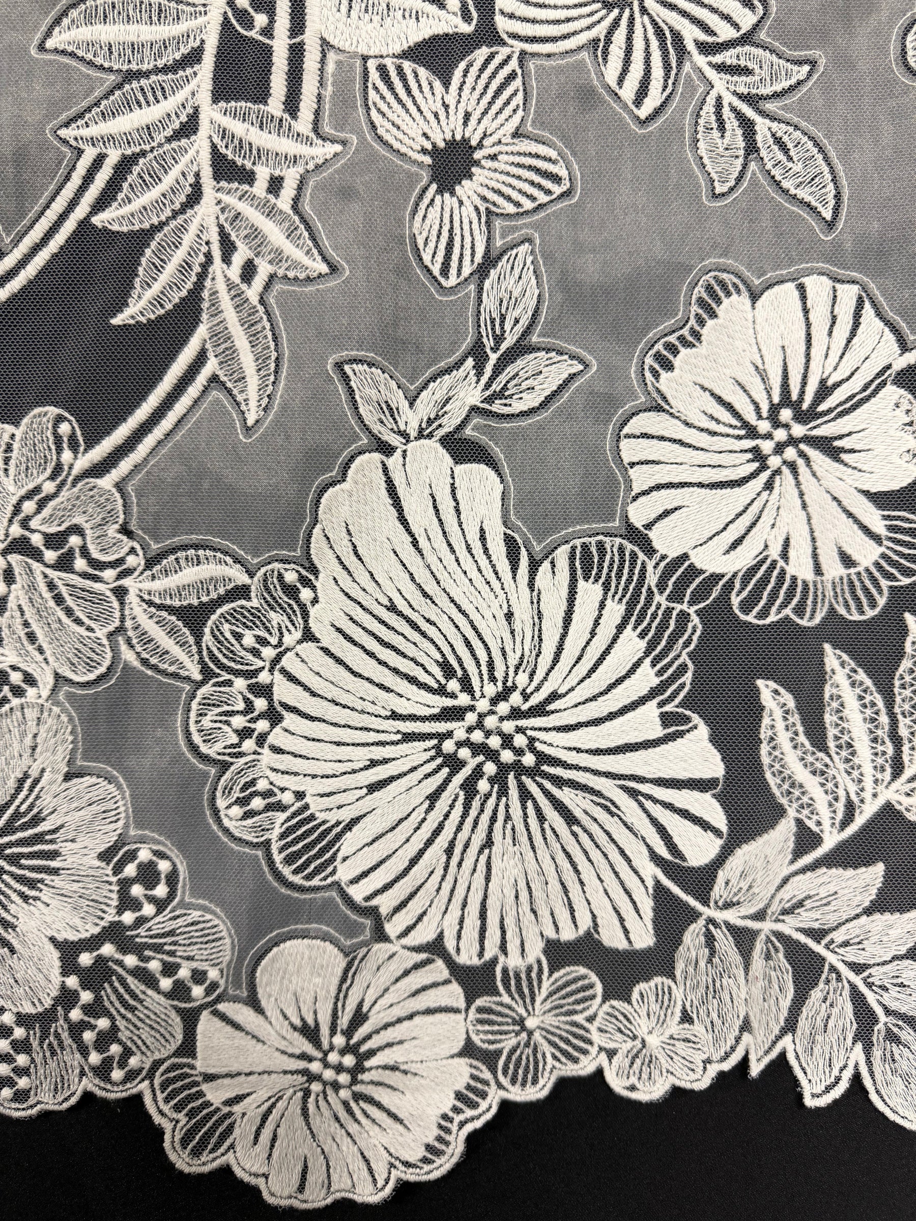 Ivory Embroidery Floral Lace - EB5057