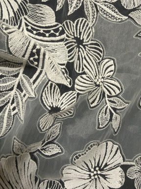 Ivory Embroidery Floral Lace - EB5057