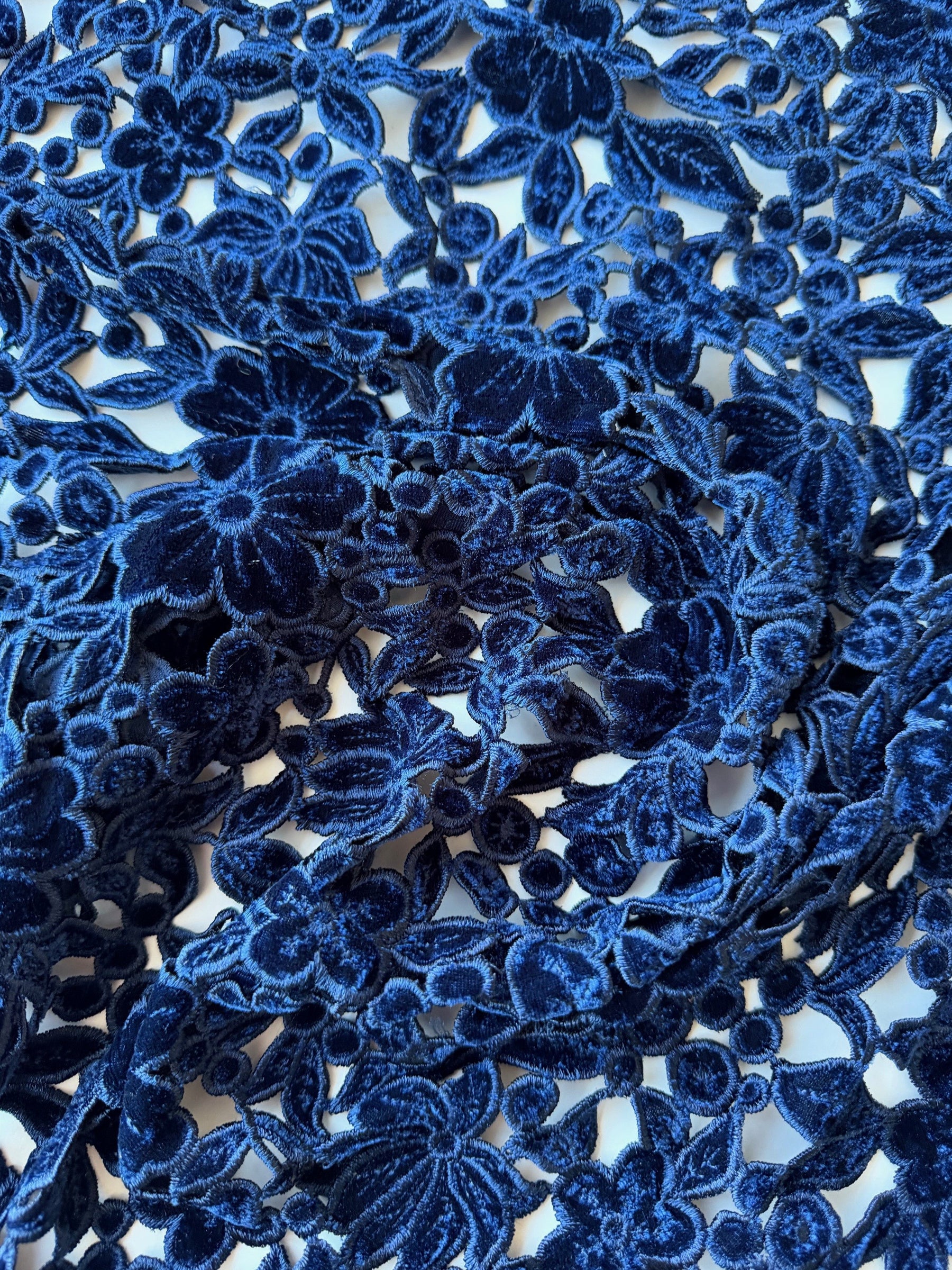 Navy Embroidered Velvet - EB6002