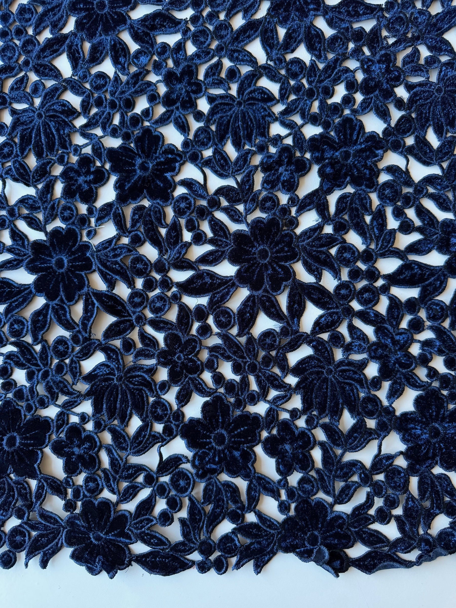 Navy Embroidered Velvet - EB6002