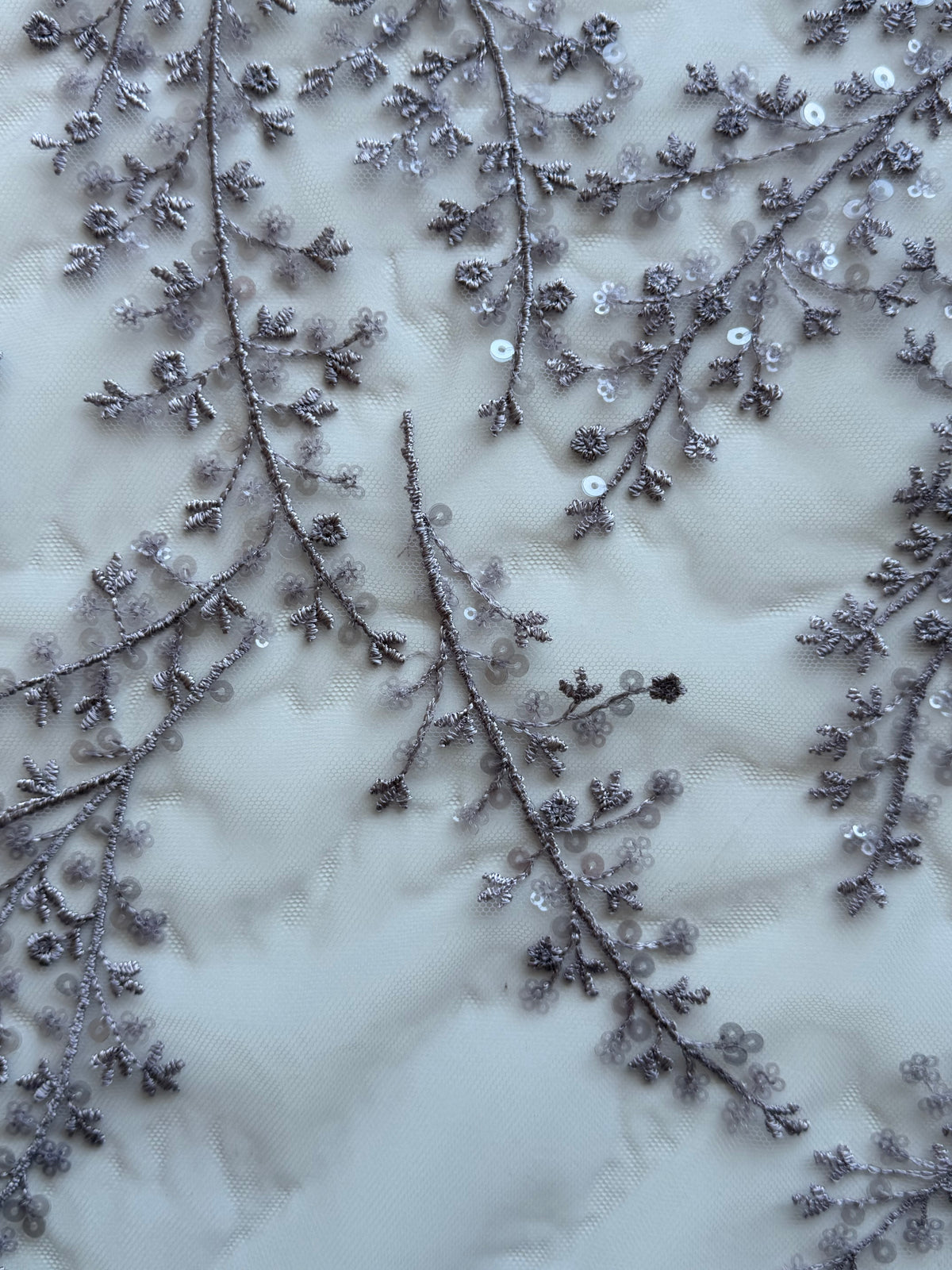 Grey Purple Sequin Lace - EB3065