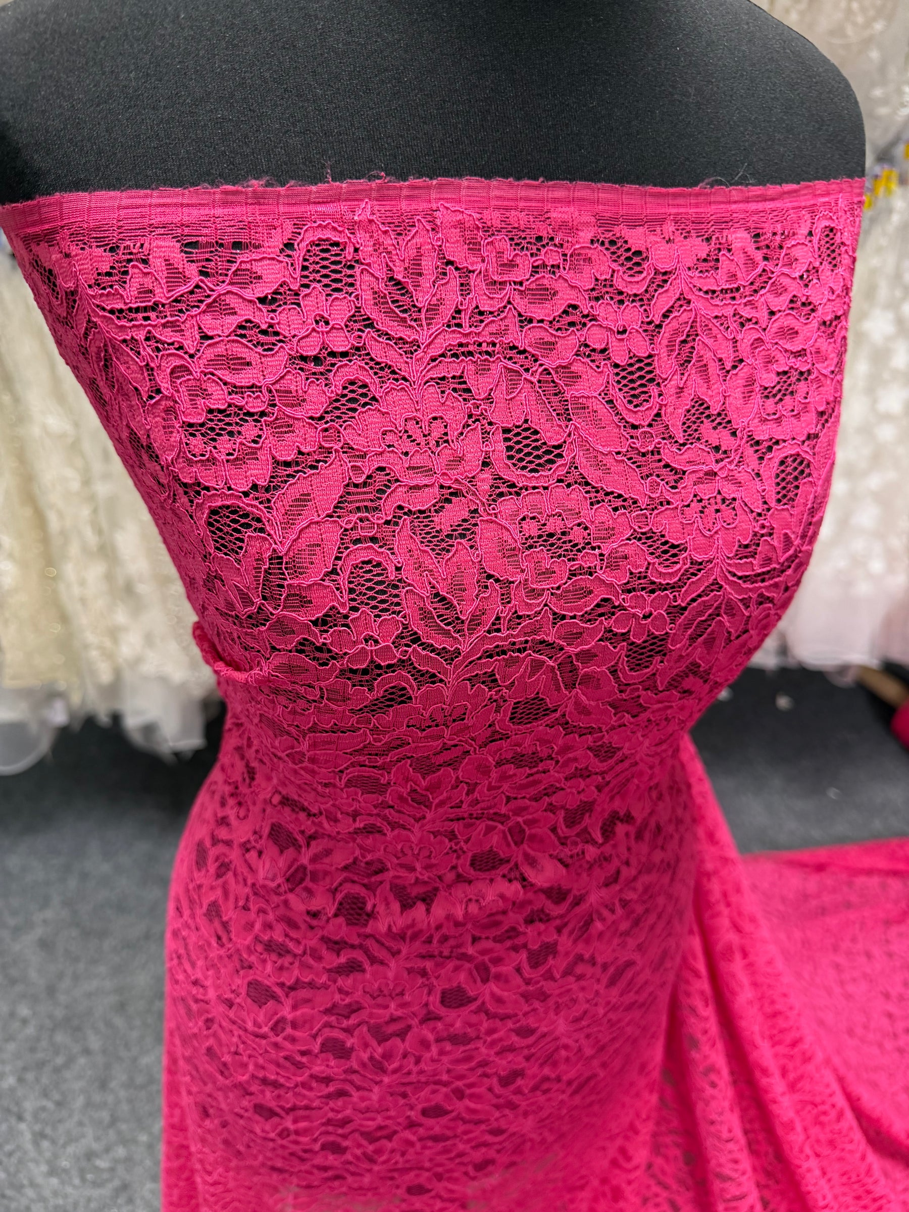 Fuchsia Pink Corded Lace - P947