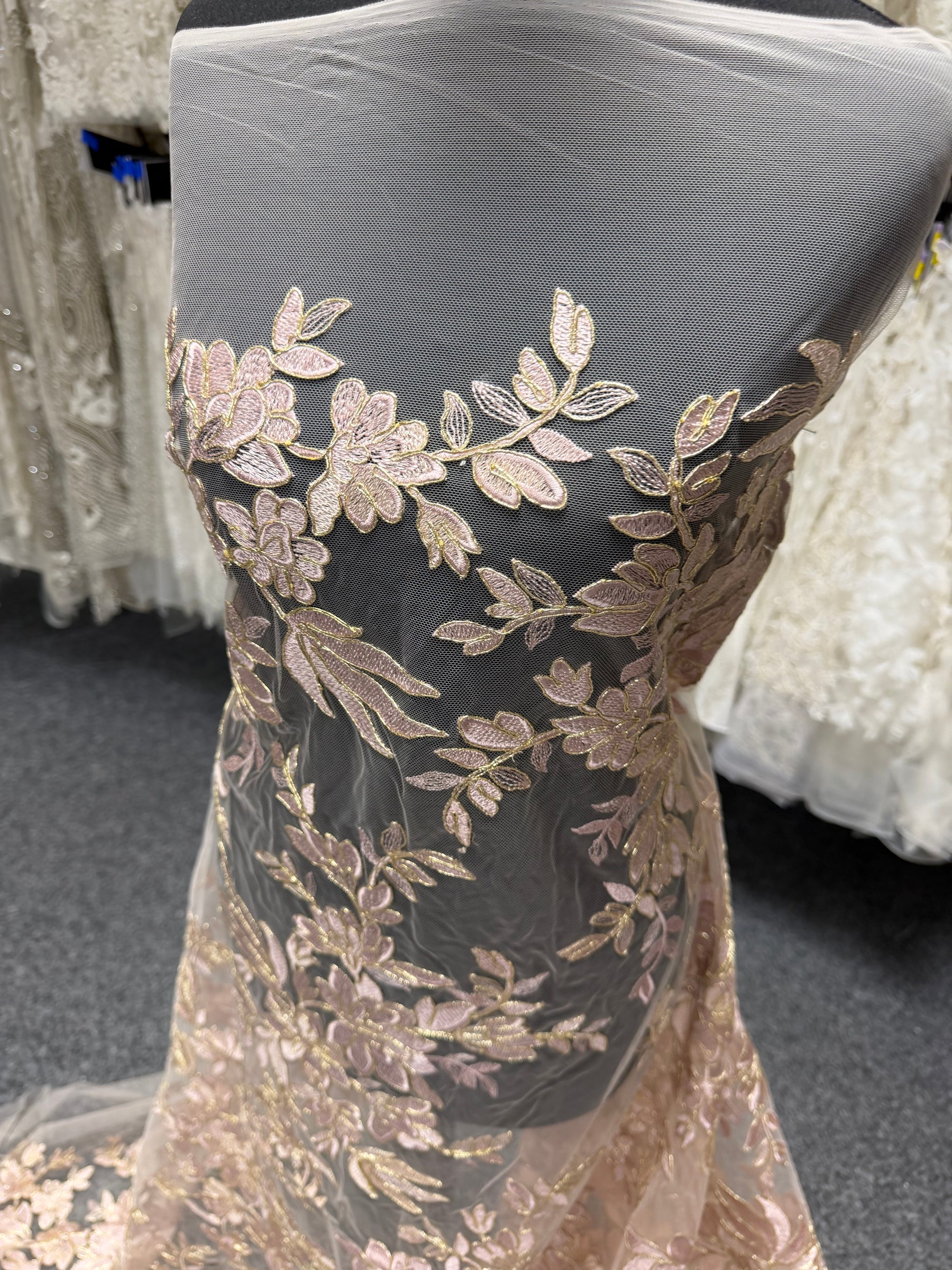 Dusky Pink Lace with Gold Cording - Kylar