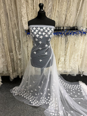 White Embroidered Butterfly Lace – EU5001