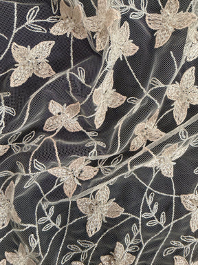 Light Rose Emb Beaded Tulle - EB1054