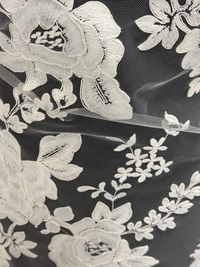 Ivory Italian Corded Embroidered Lace - Elfin