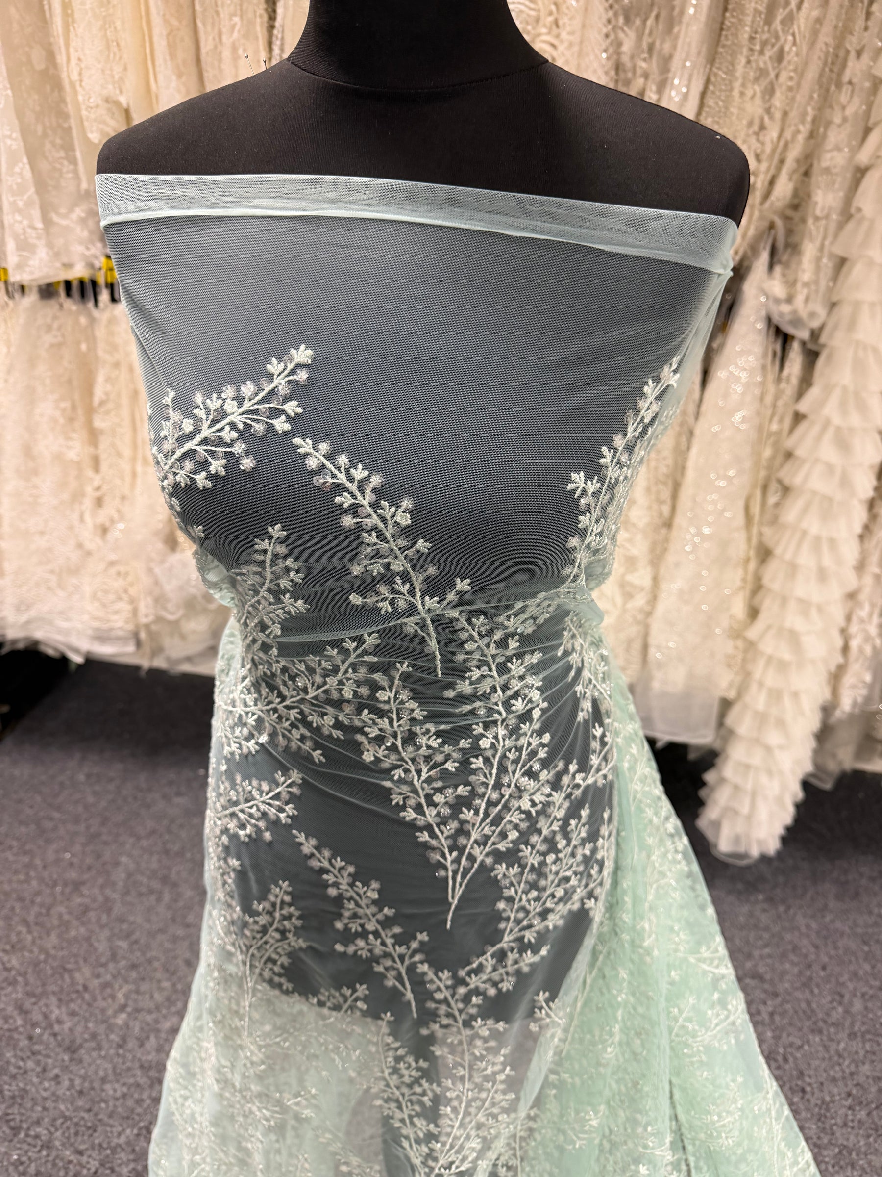 Light Green Sequin Lace - EB3065