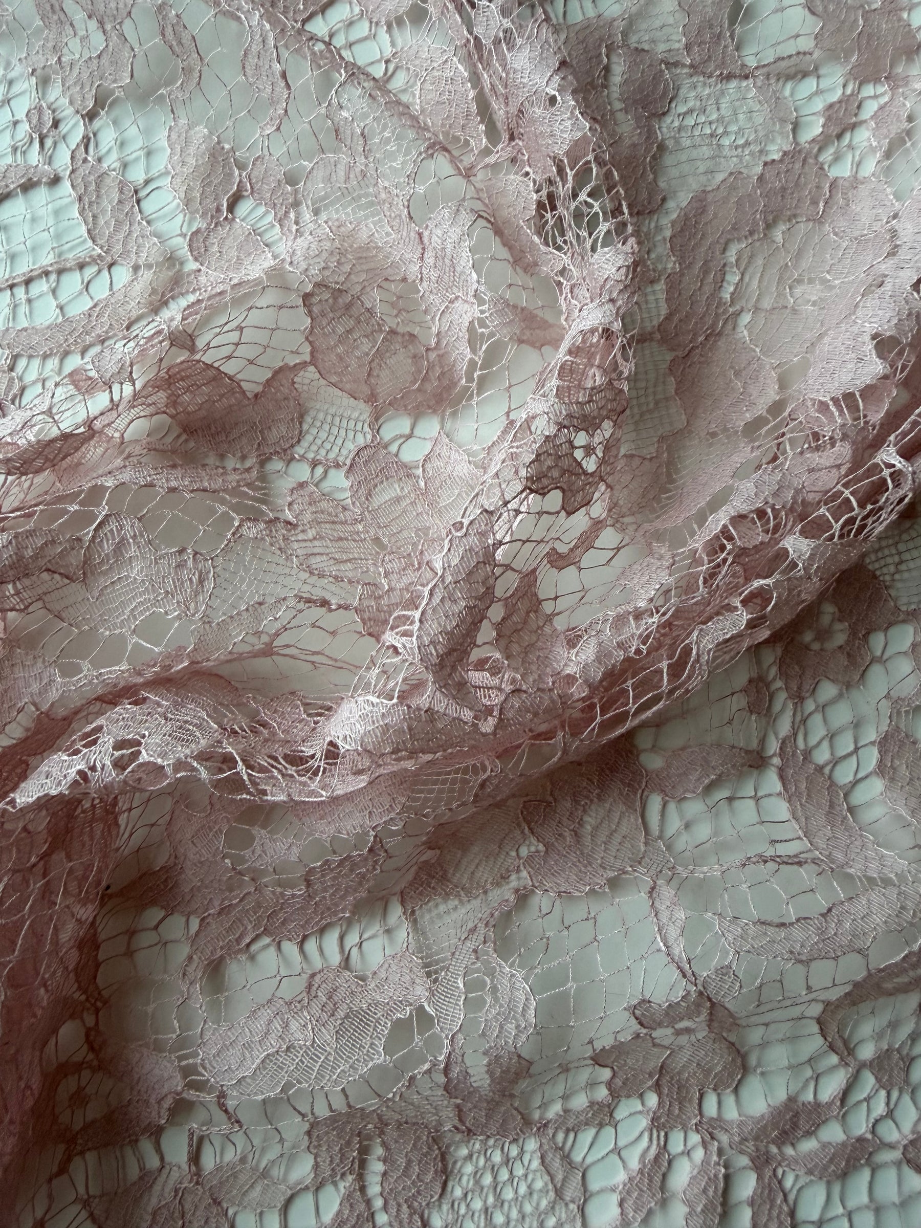Antique Rose Silk Wool Chantilly Lace - P269