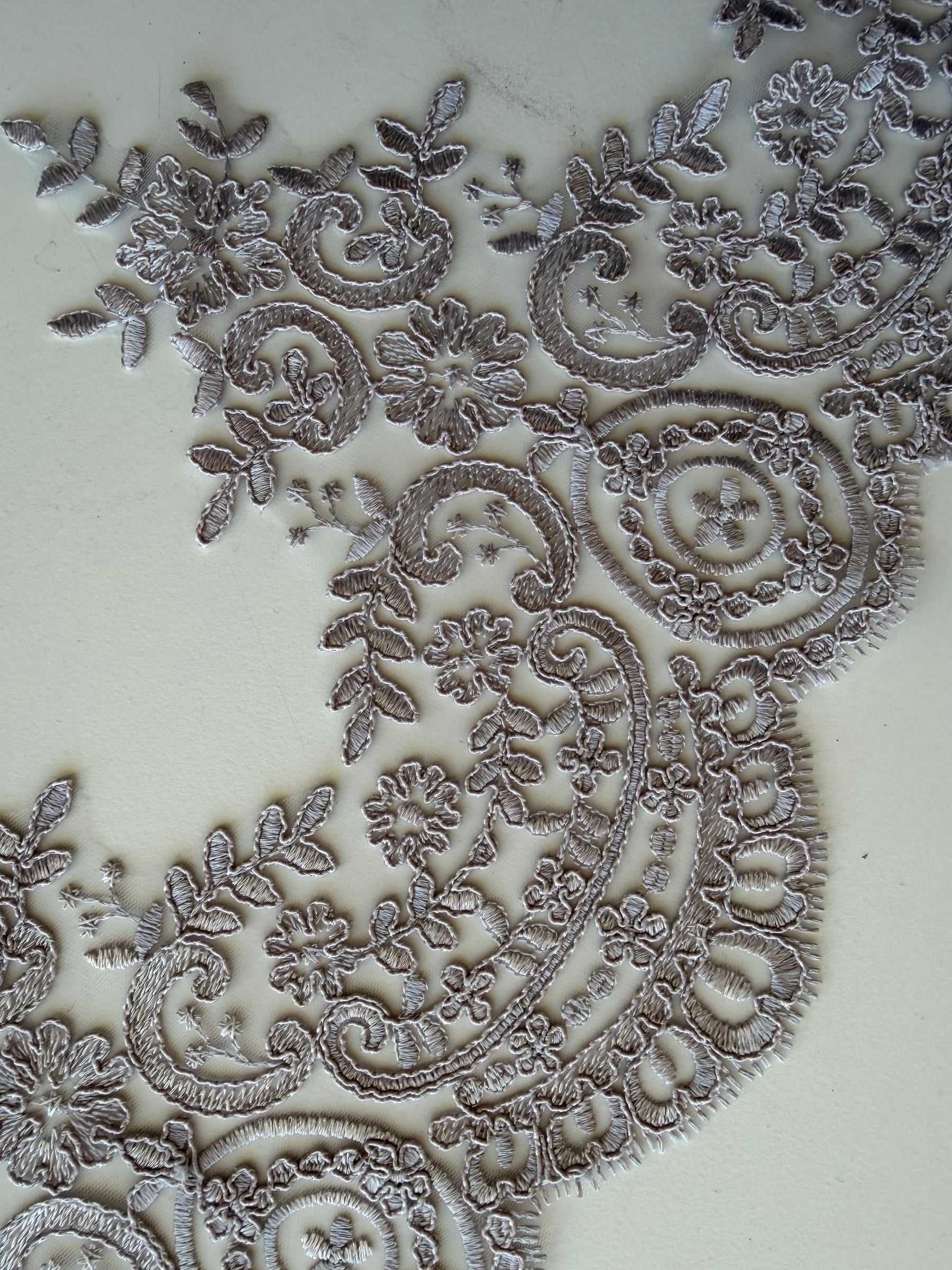 Grey Corded Lace Trim - T623