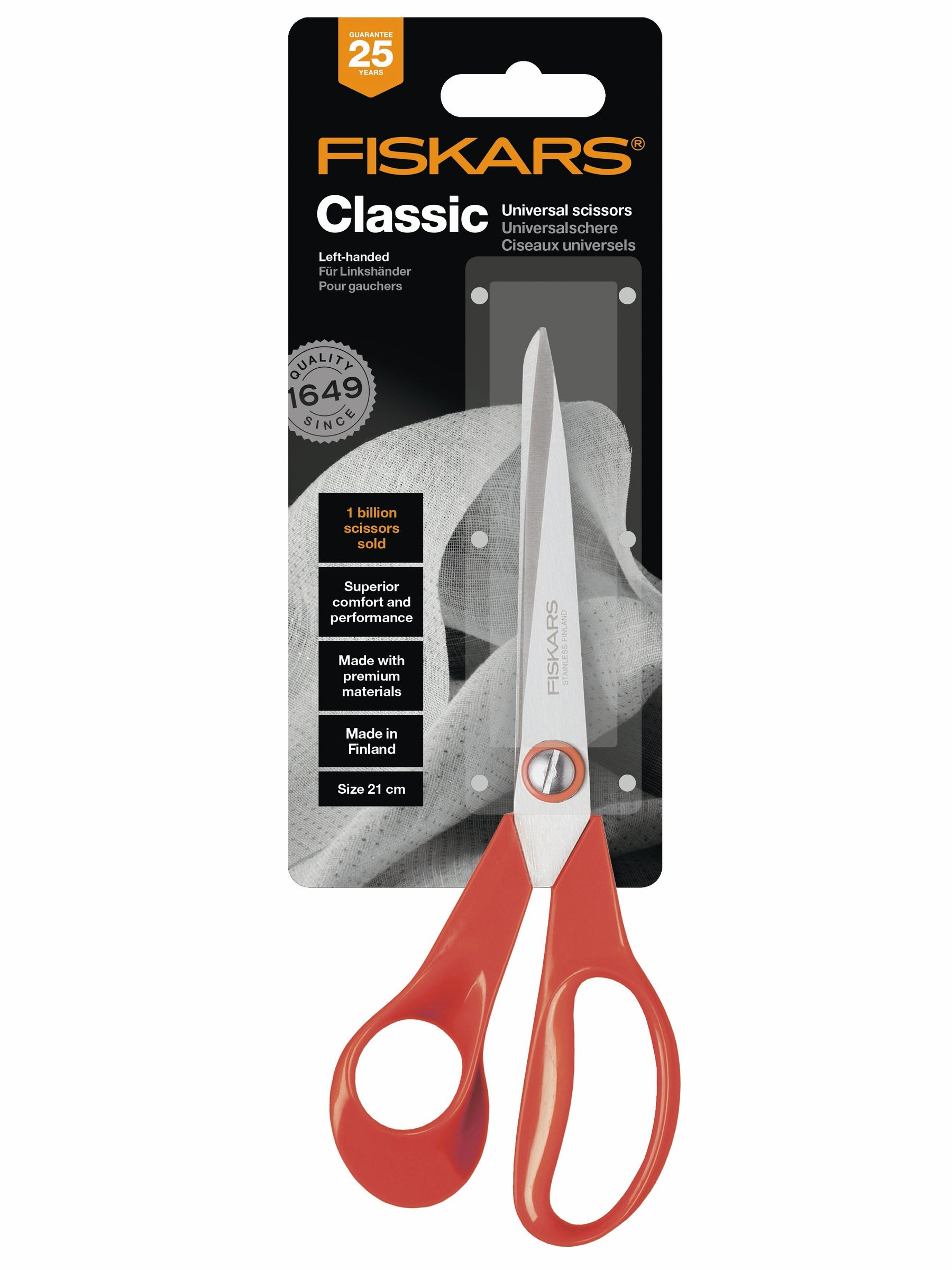 21cm Fiskars Left Handed Gen Purpose Scissors - S6
