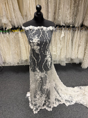 Ivory 3D Beaded Tulle - EB1008