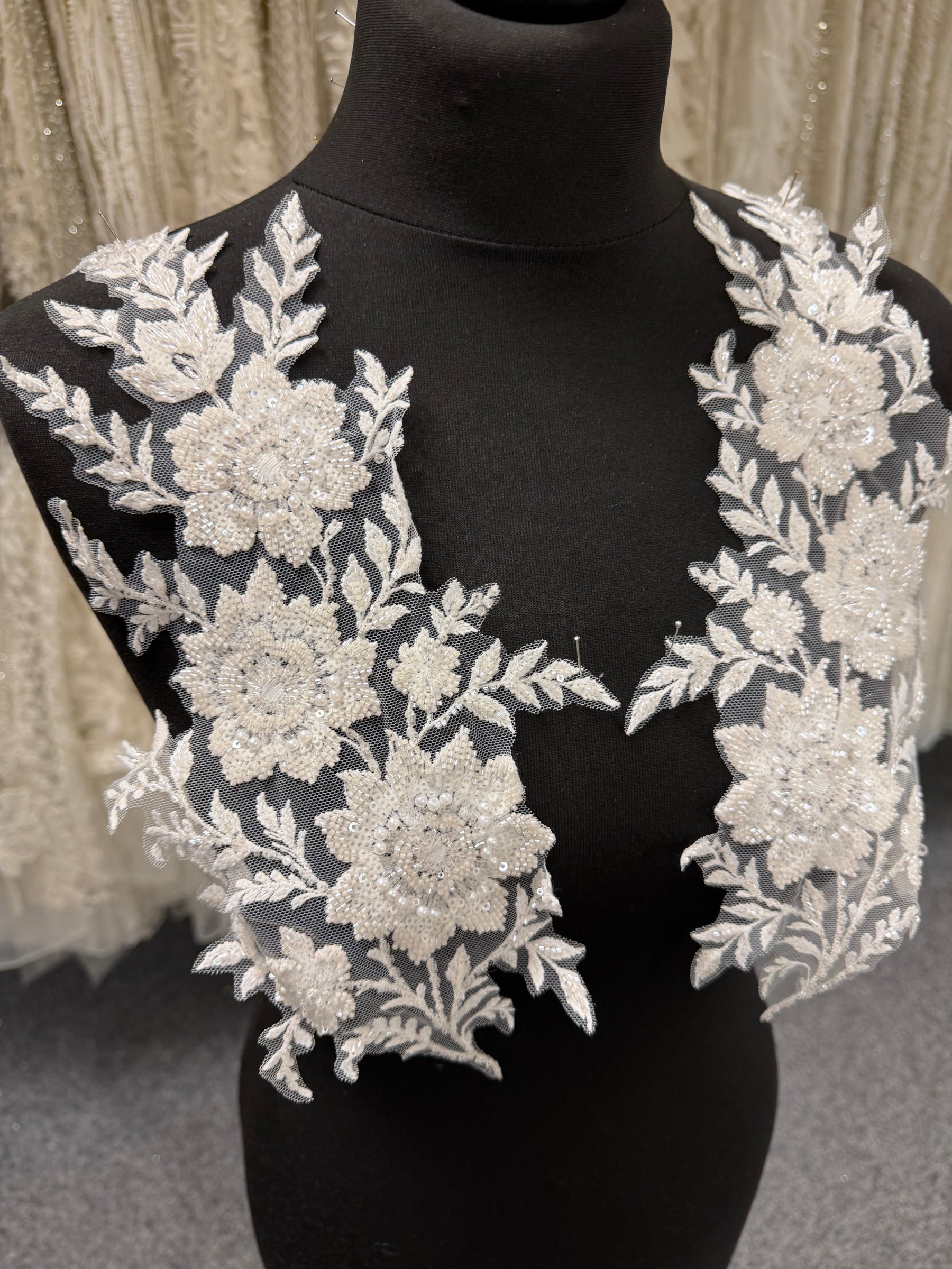 Ivory Beaded Lace Appliques - Wylie