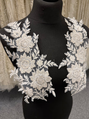 Ivory Beaded Lace Appliques - Wylie