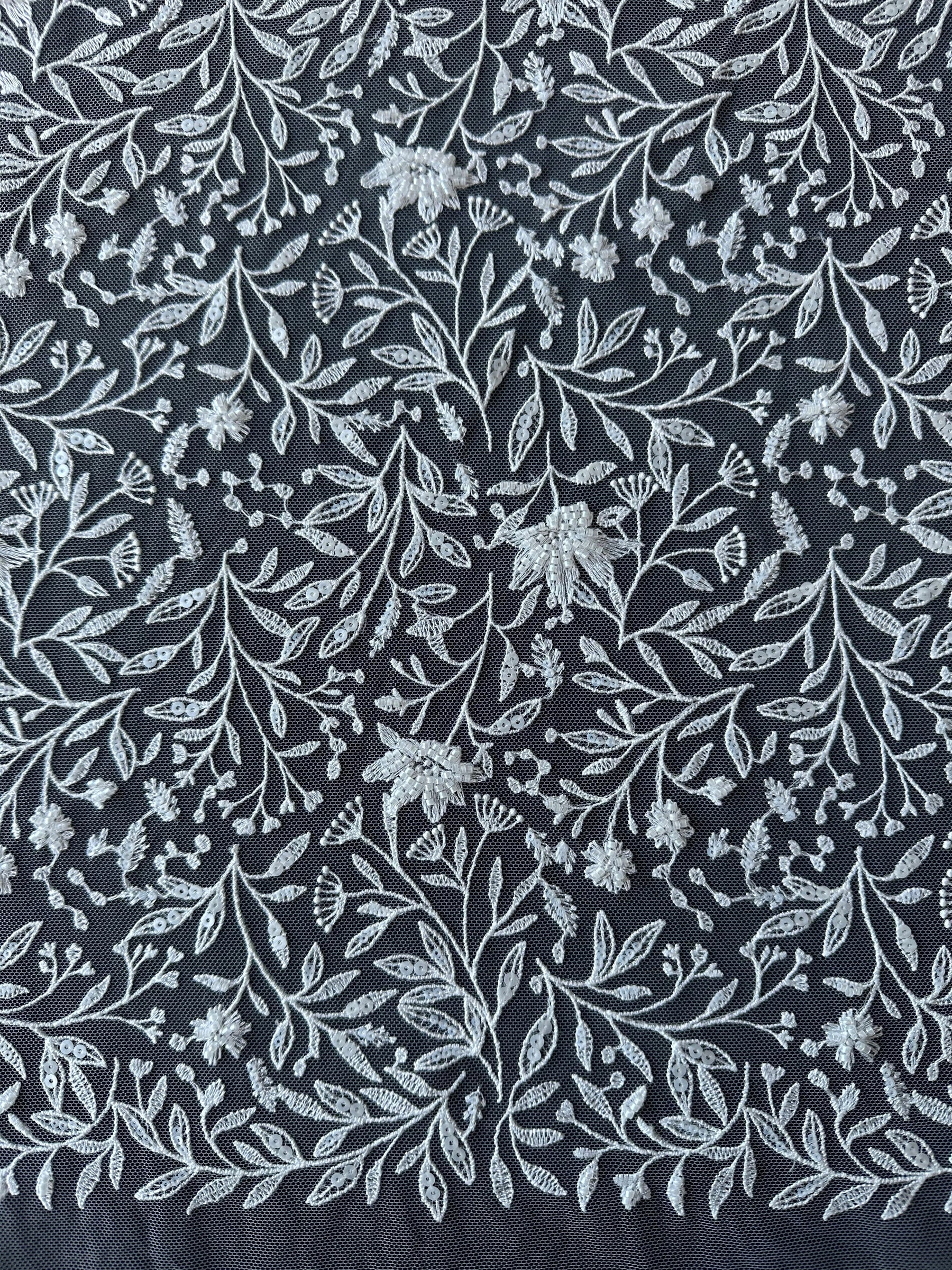 Ivory Beaded Embroidery Lace - Minka