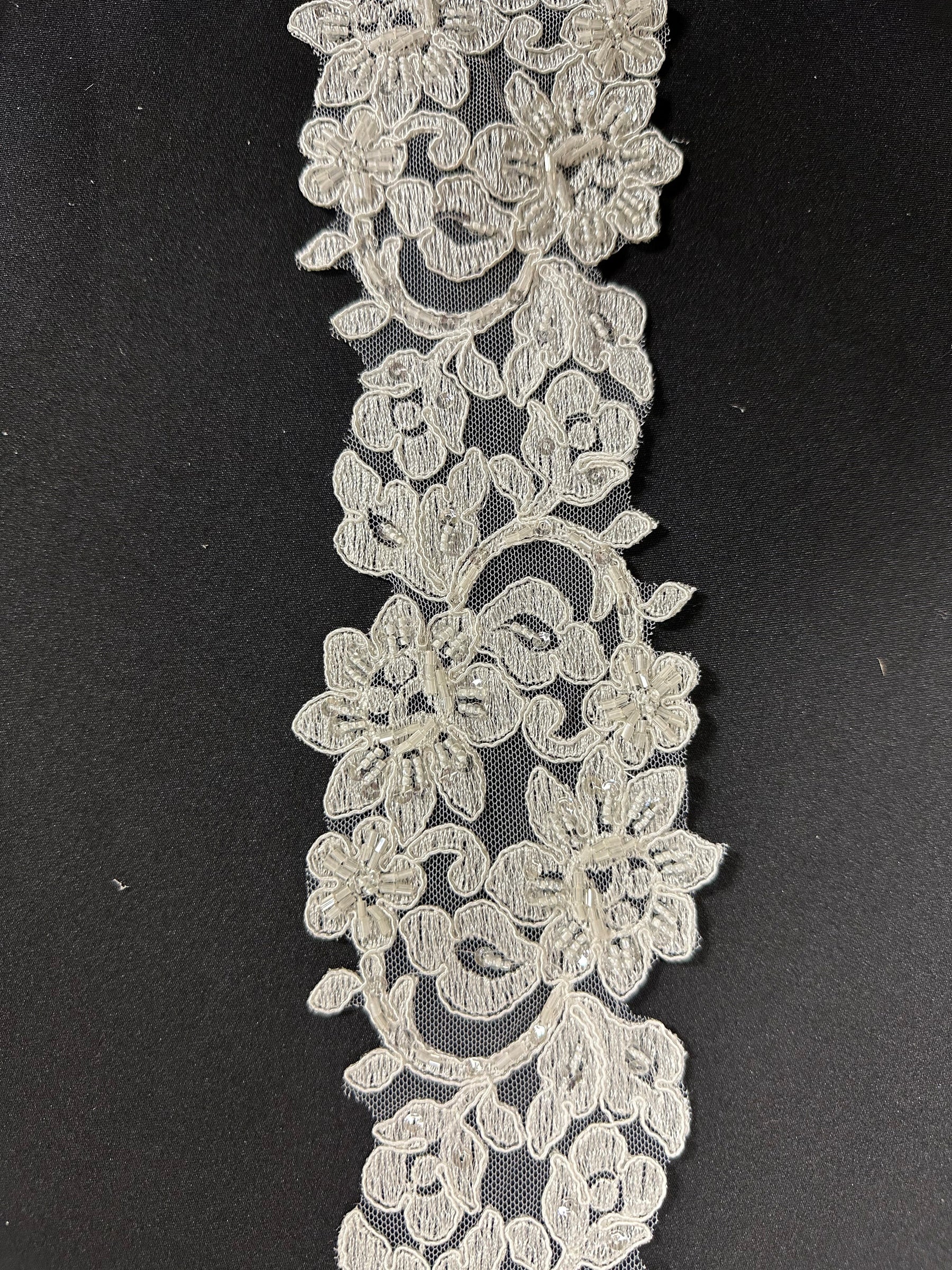 Ivory Corded and Beaded Lace Trim - Fidelity