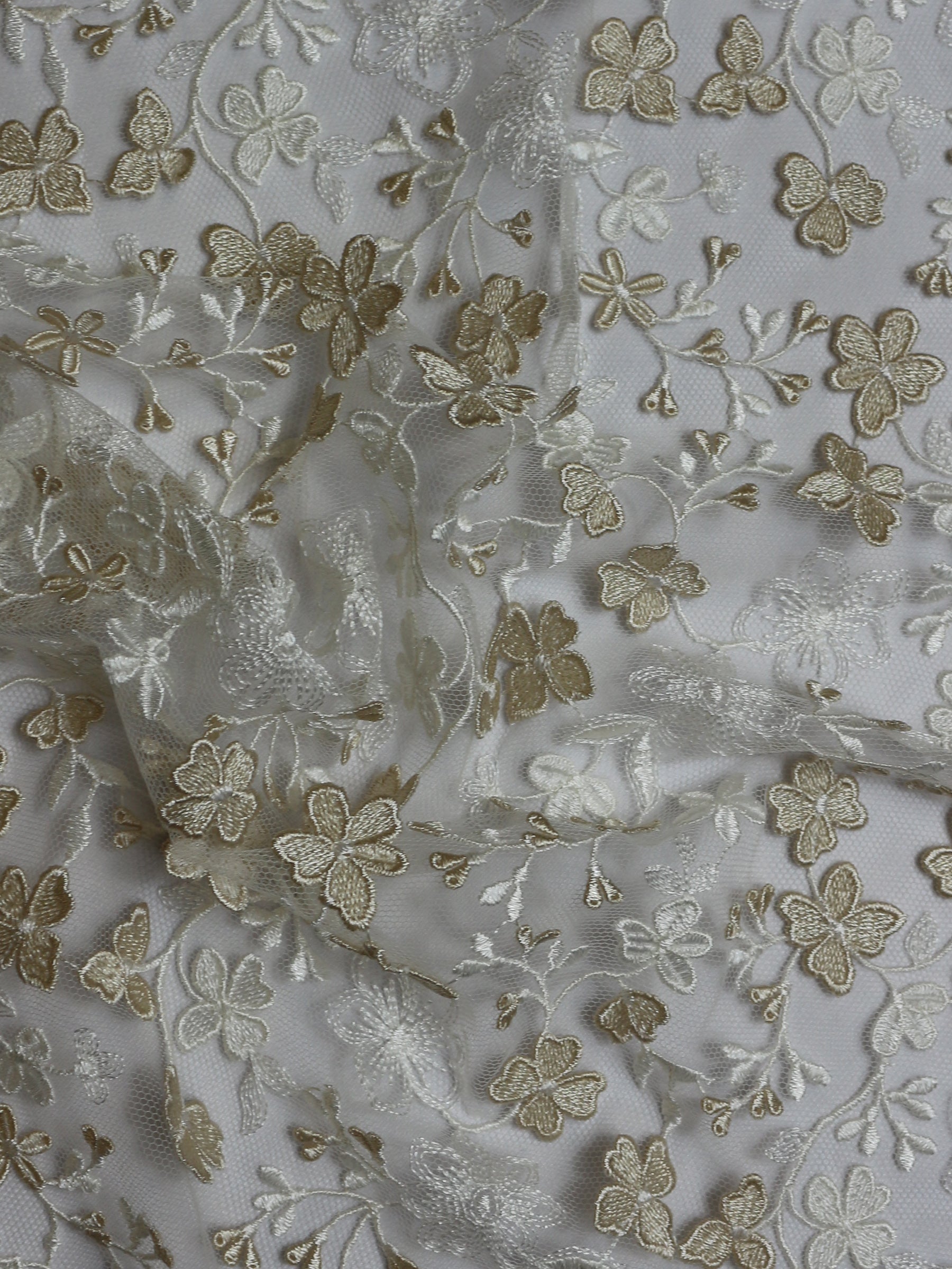 Discounted Ivory with Champagne Embroidered Lace – Finja