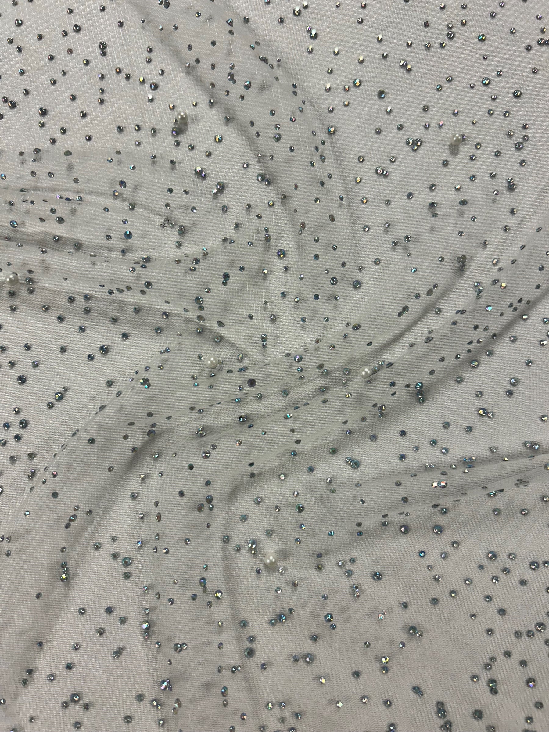 Ivory Pearl Embellished Tulle - Fragility