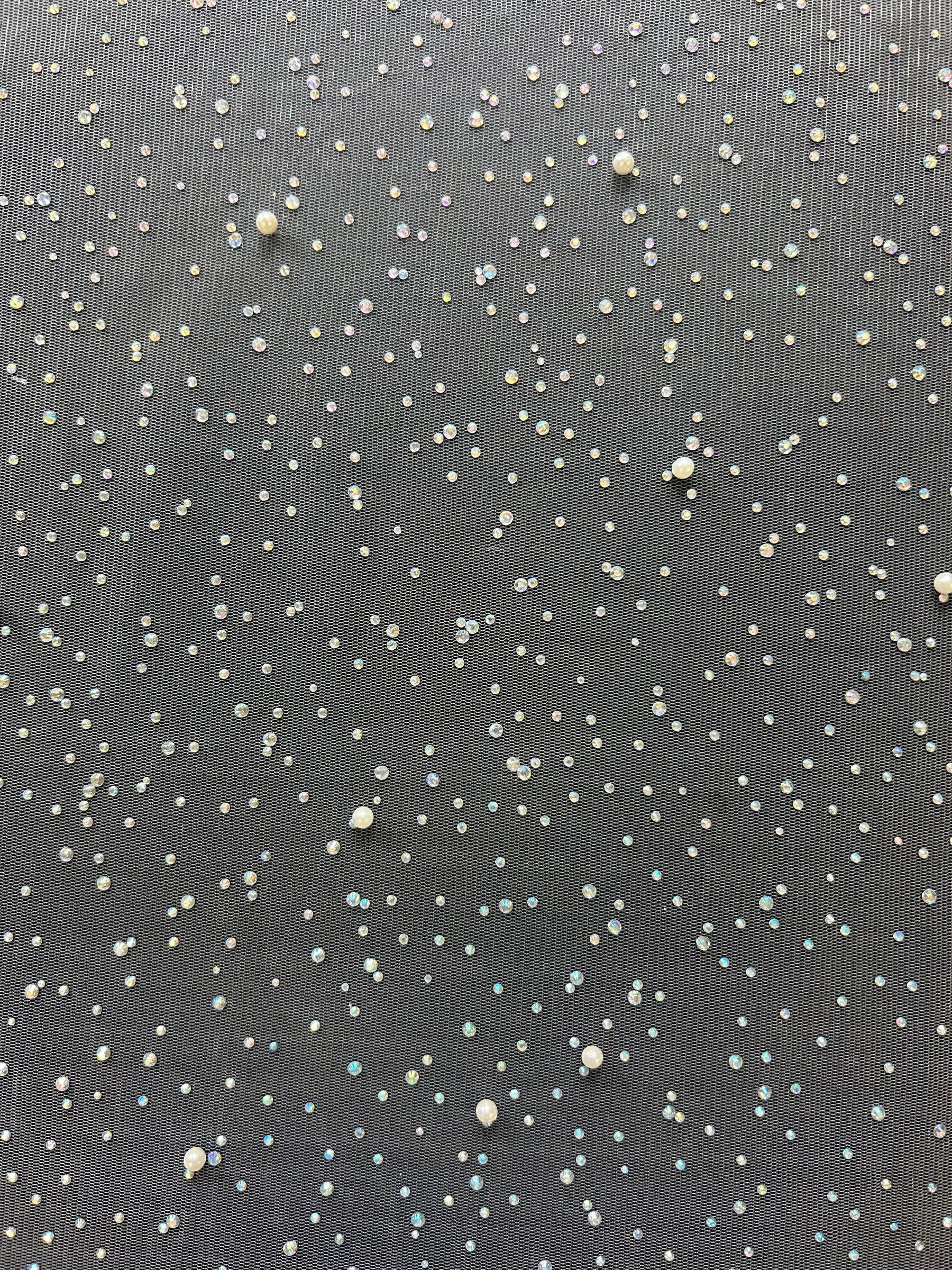 Ivory Pearl Embellished Tulle - Fragility