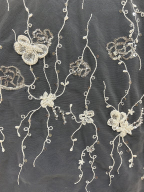 Ivory Beaded Embroidered Lace - Genka