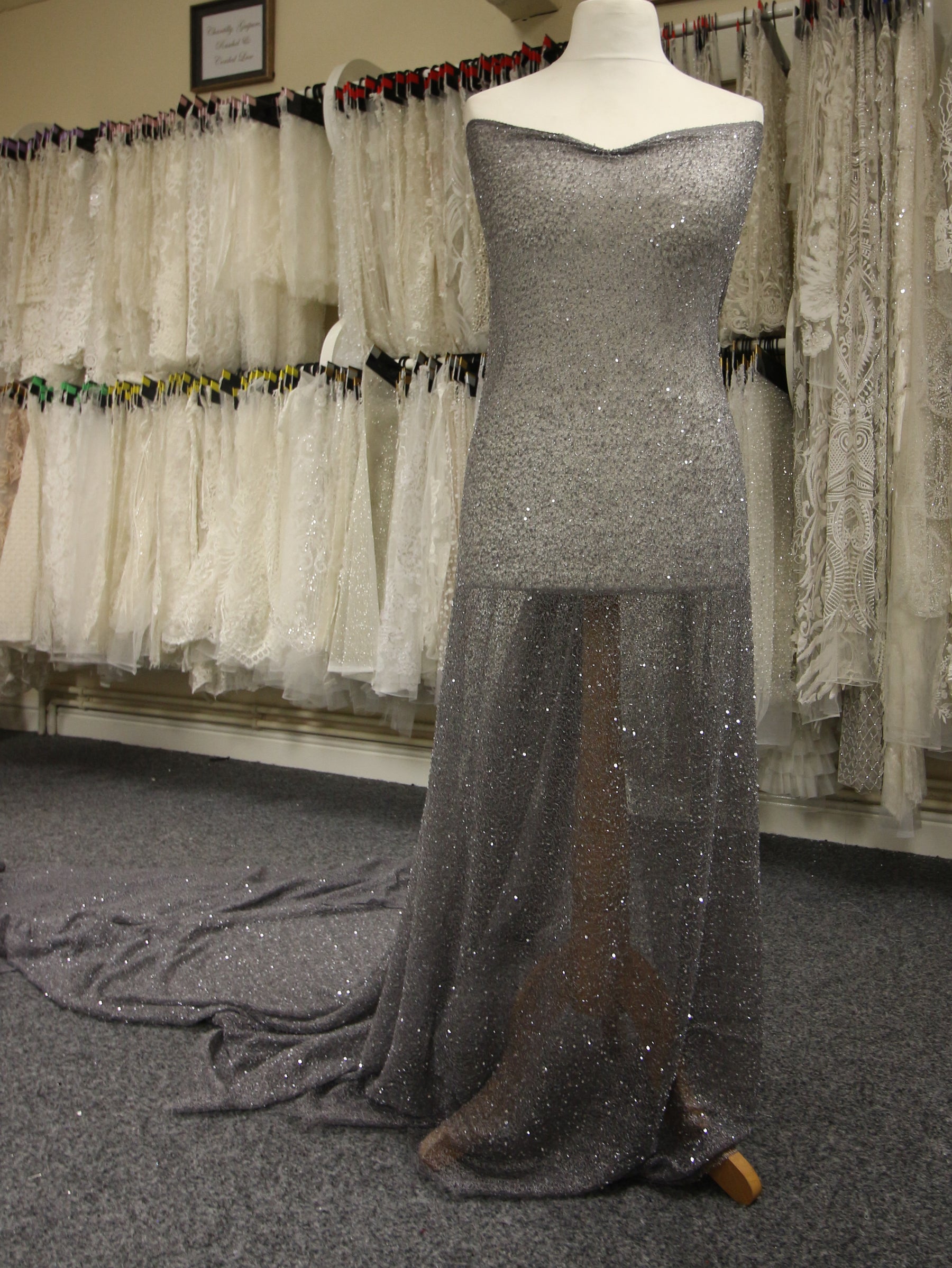 Grey Beaded Lace - Britte