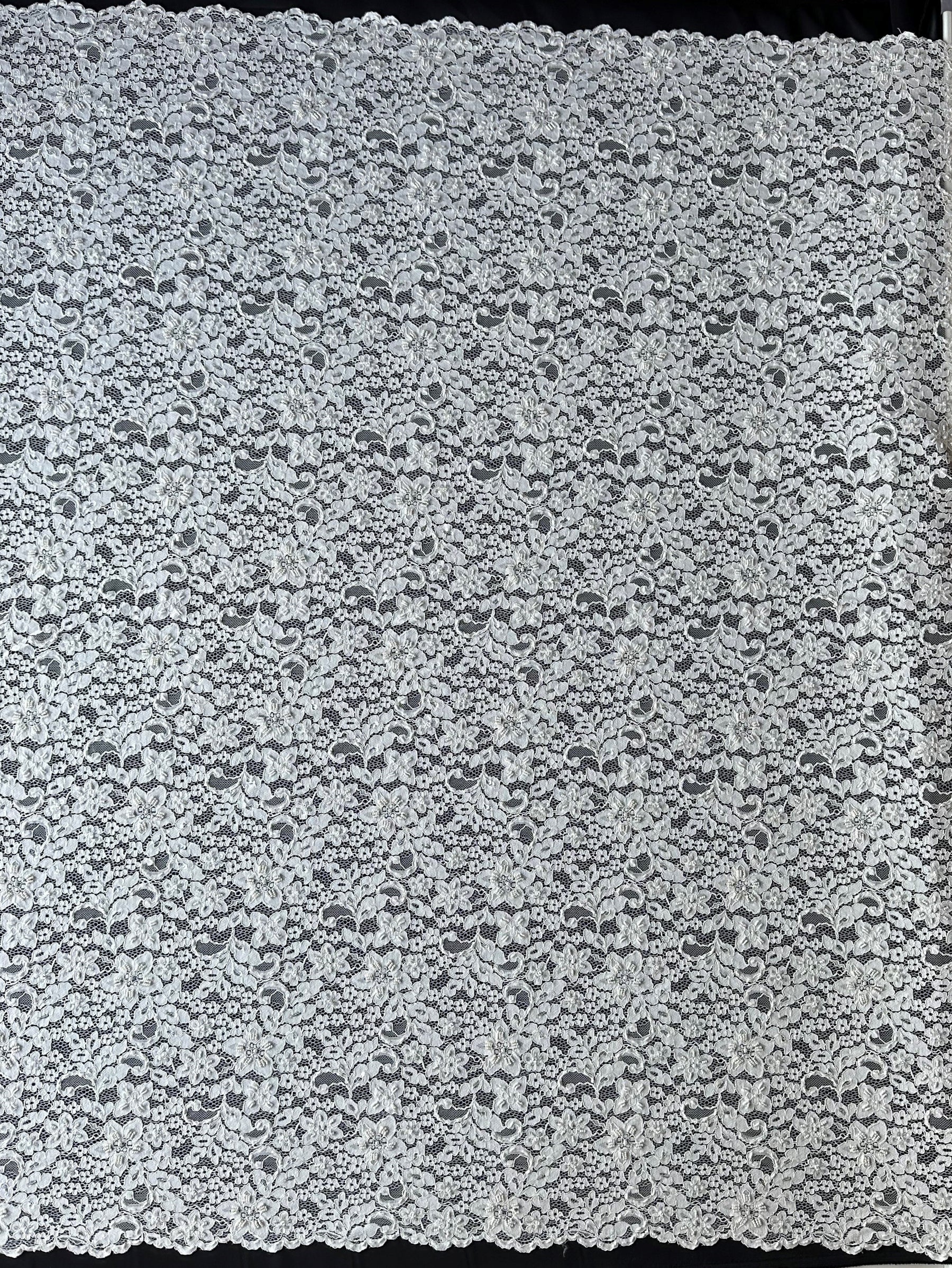 Ivory Beaded and Corded Lace - Austria