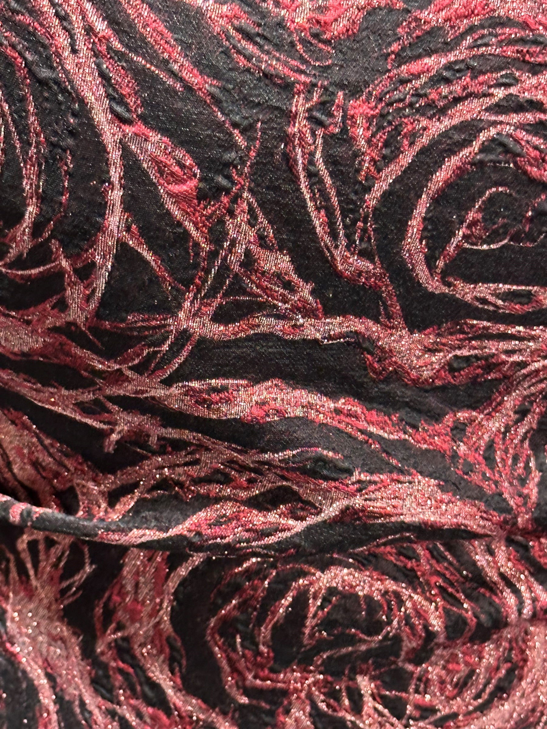 Red Jacquard Floral Brocade - Hijack