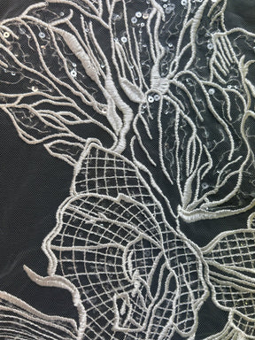Ivory Embroidered Sequin Lace - Hiranna