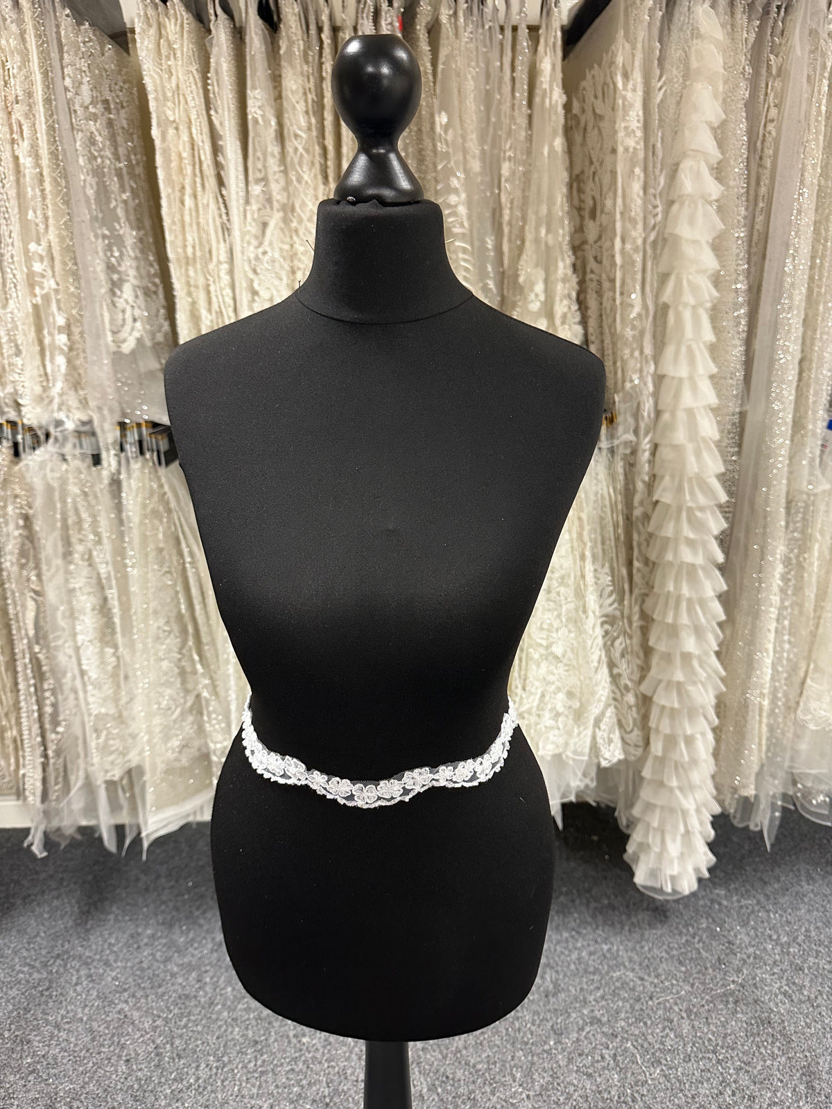 White Beaded and Corded Lace Trim - Nimble