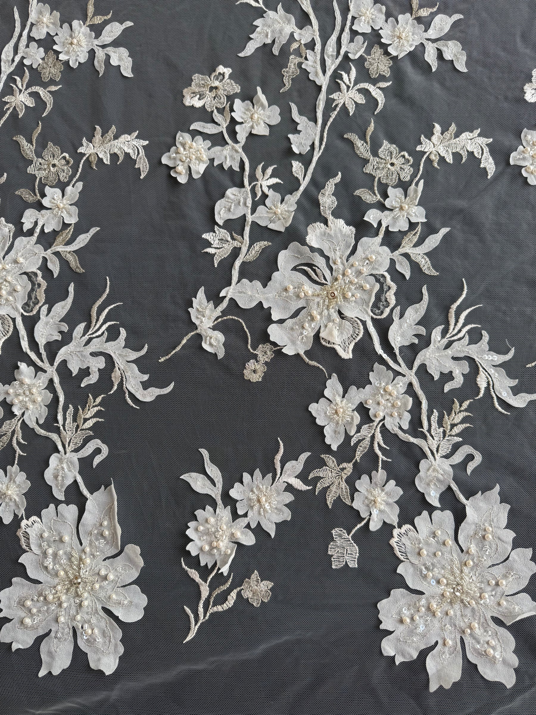 Ivory Embroidered Lace - EB1015