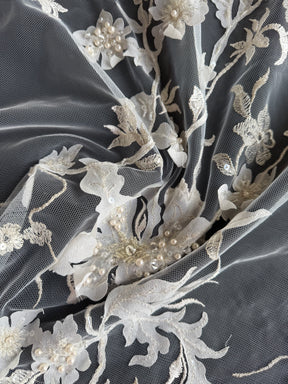 Ivory Embroidered Lace - EB1015