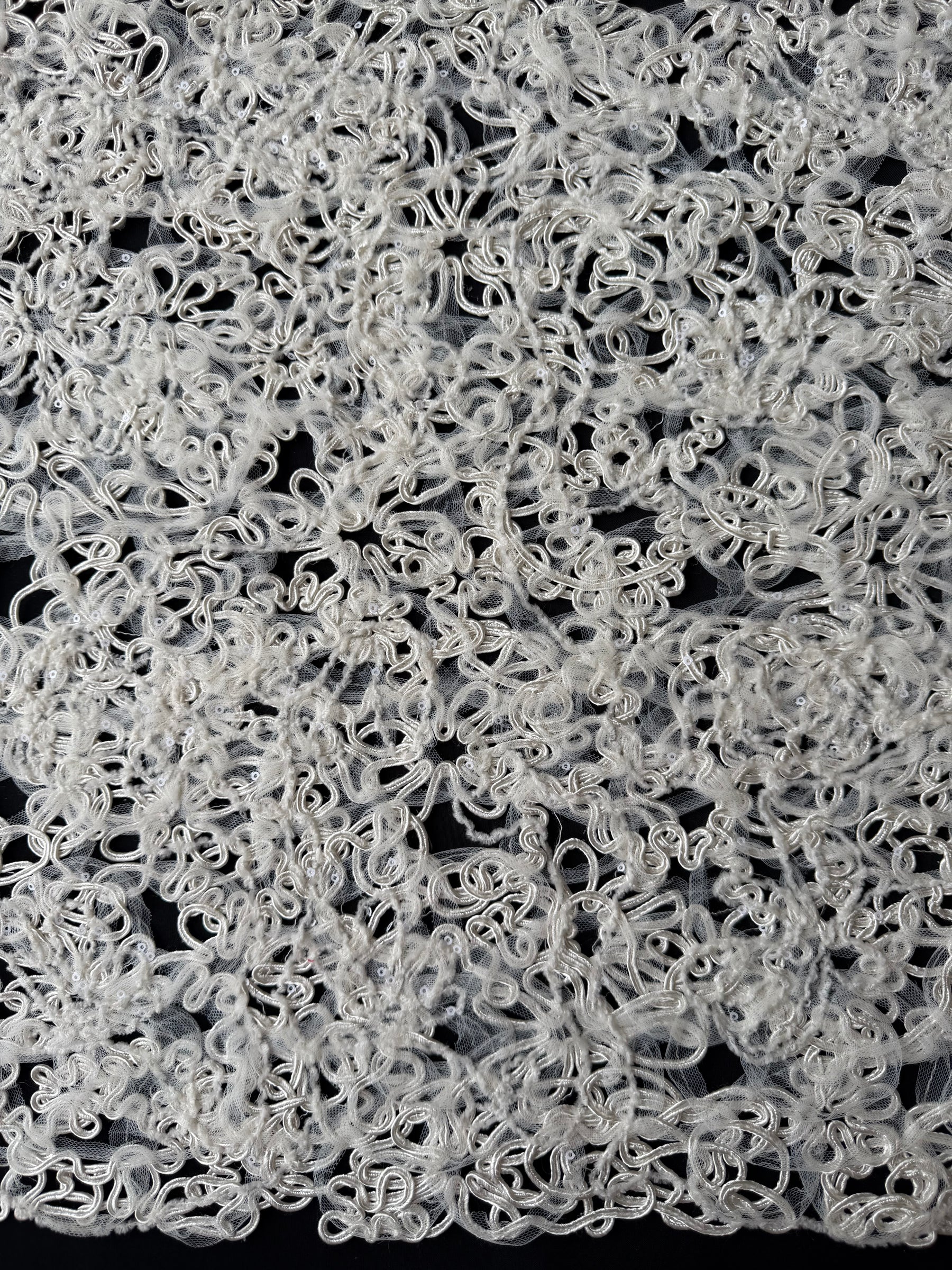 Ivory Sequin Abstract Lace - P870