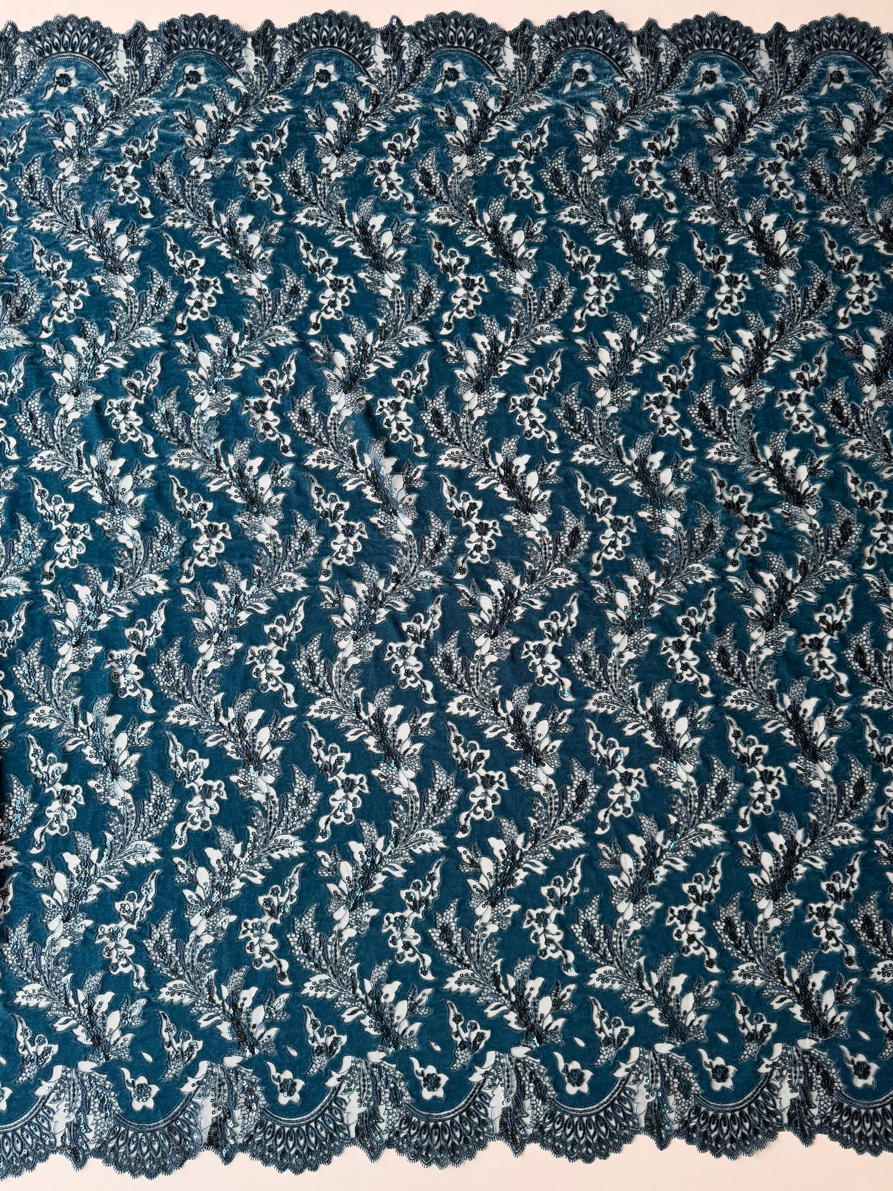 Teal 3D Velvet Lace - EB3023