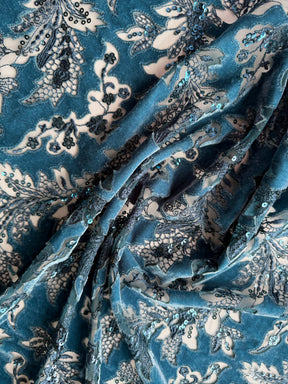 Teal 3D Velvet Lace - EB3023