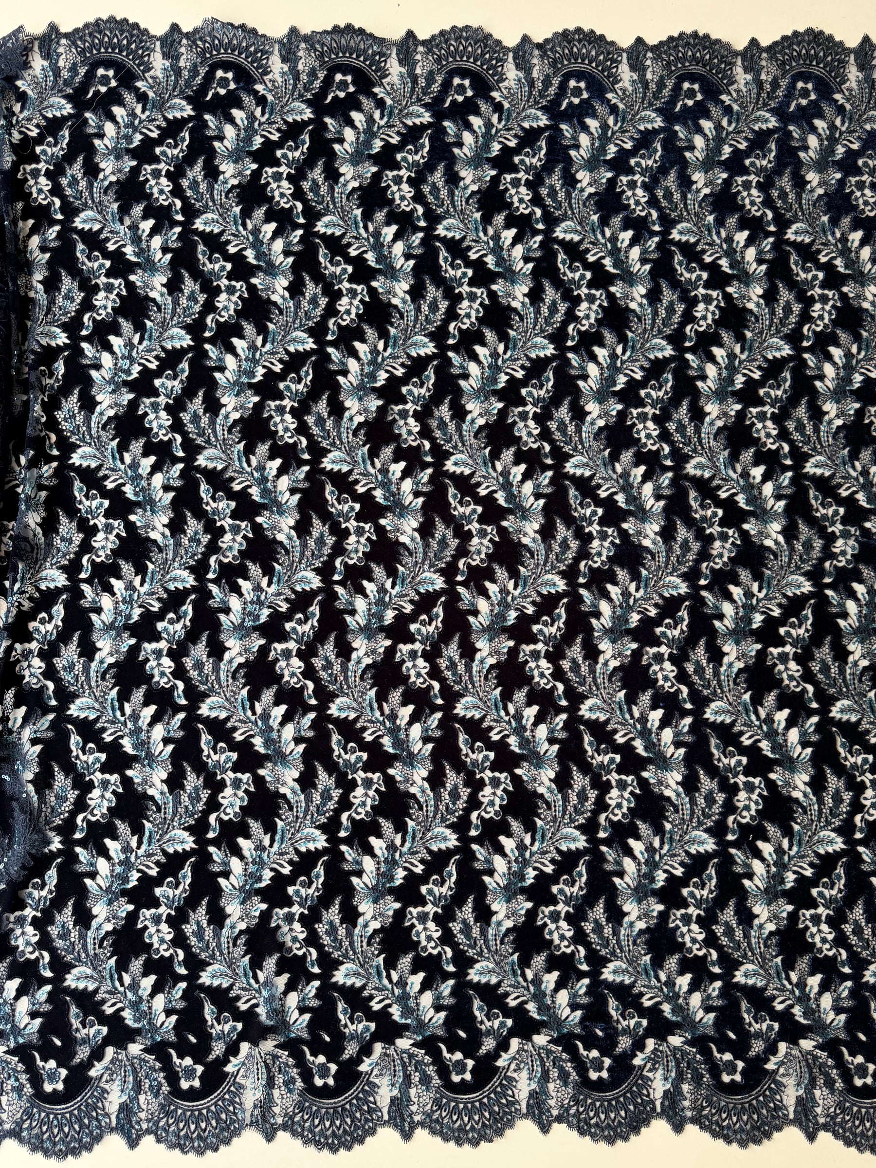 Navy 3D Velvet Lace - EB3023