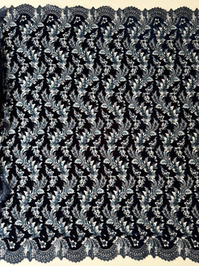 Navy 3D Velvet Lace - EB3023