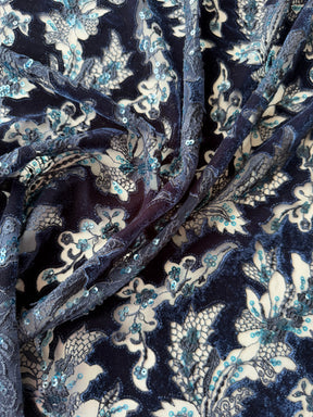 Navy 3D Velvet Lace - EB3023