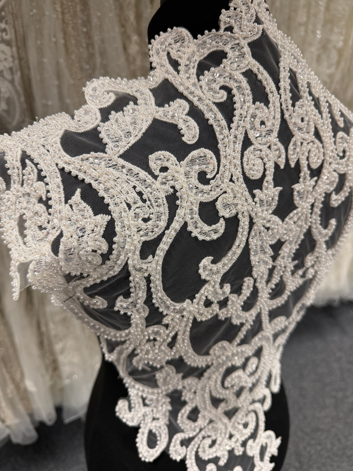 Ivory Beaded Lace Applique - MT3001