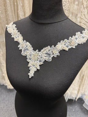 Ivory Beaded Applique - T587